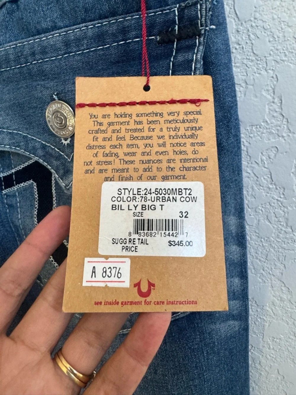 True Religion Billy Big T straight jeans Size 32